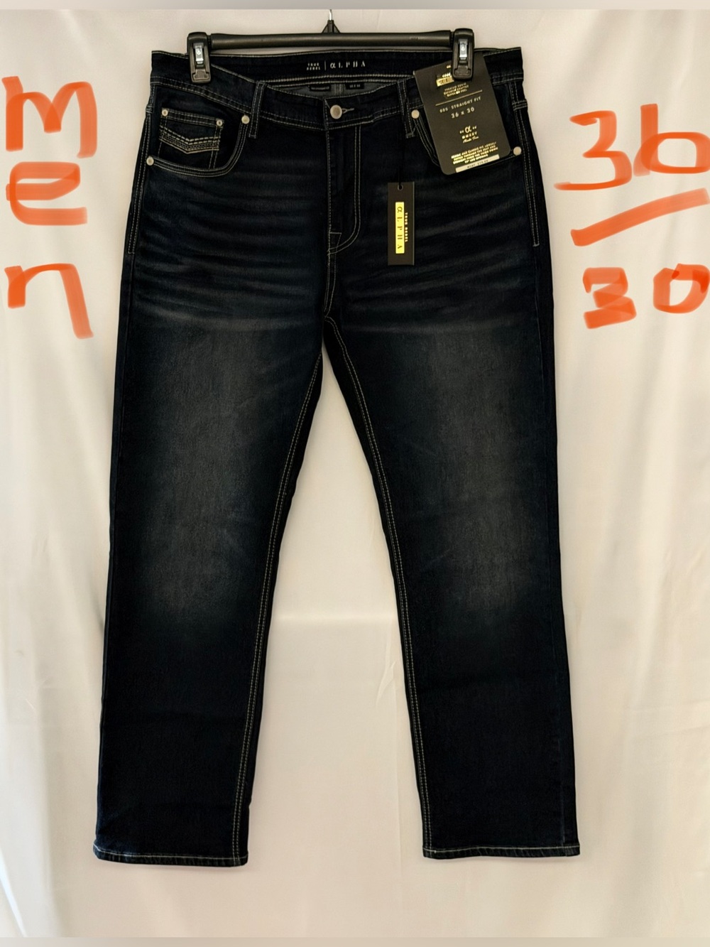 Men's Slim Straight Jeans in Dark Indigo Blue by